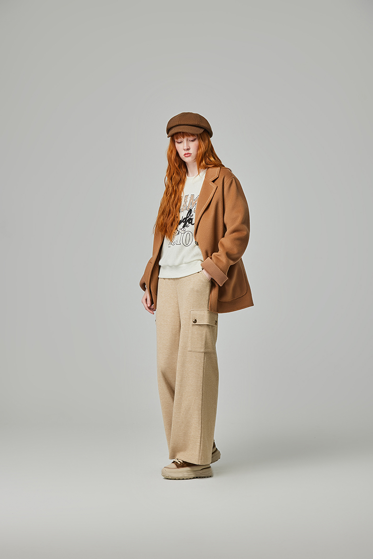 abito舒適大口袋抽繩寬褲