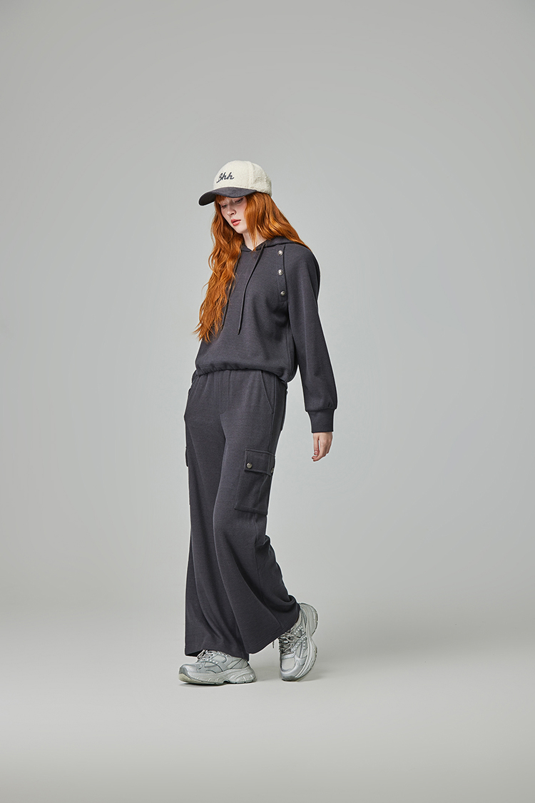 abito舒適大口袋抽繩寬褲