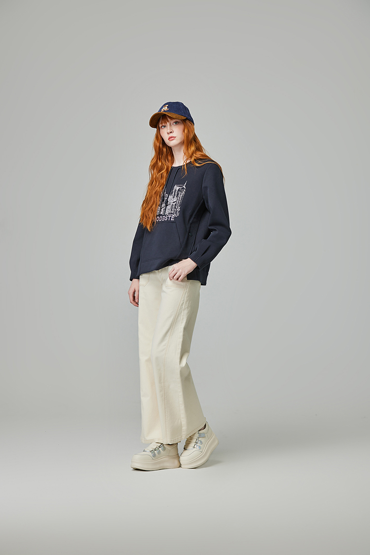 abito高腰雙釦牛仔寬褲