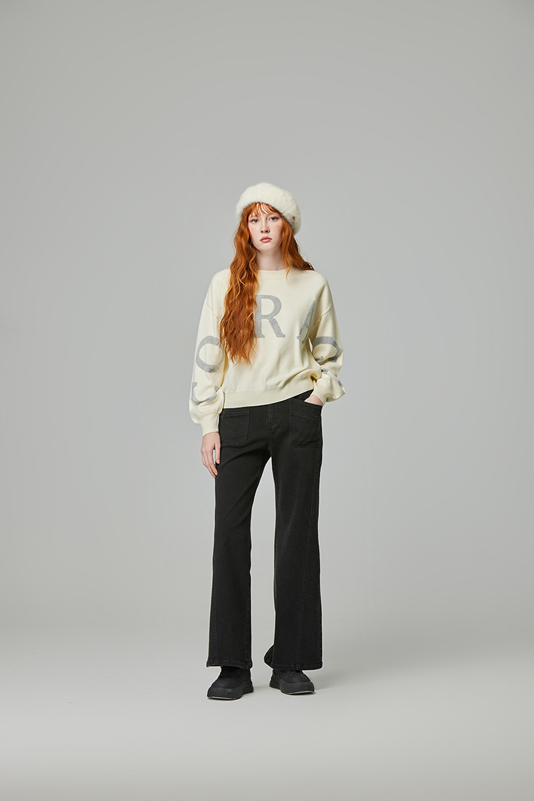 abito高腰雙釦牛仔寬褲