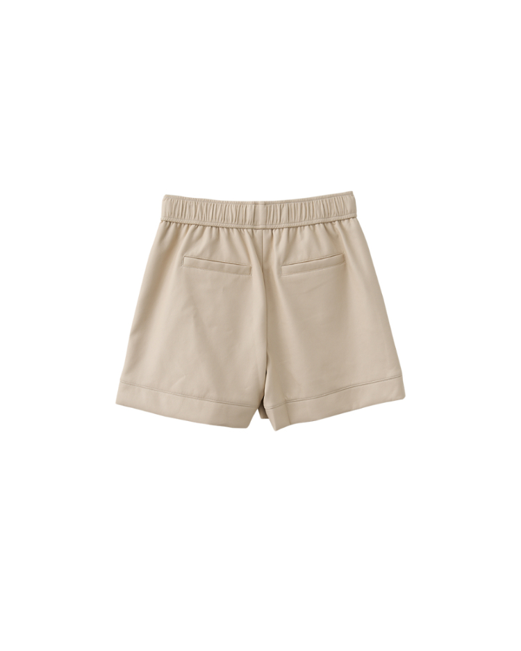 abito鬆緊腰頭皮革短褲