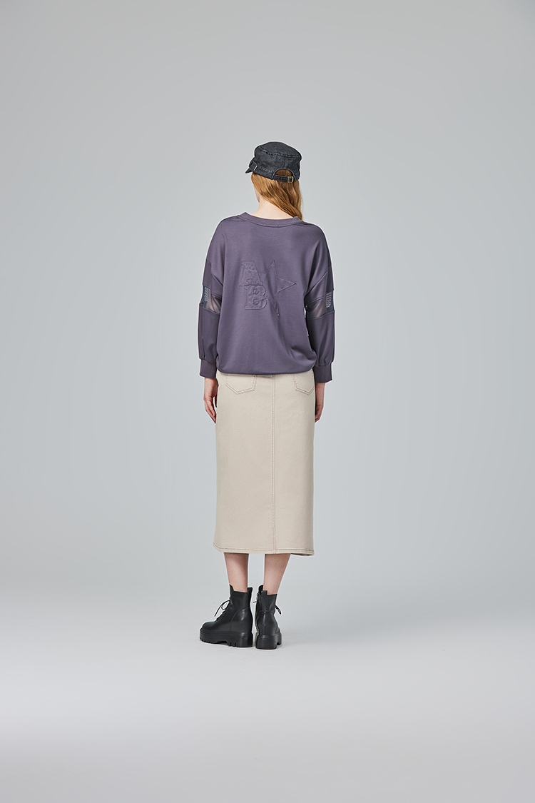 abito造型斜邊抽鬚牛仔裙