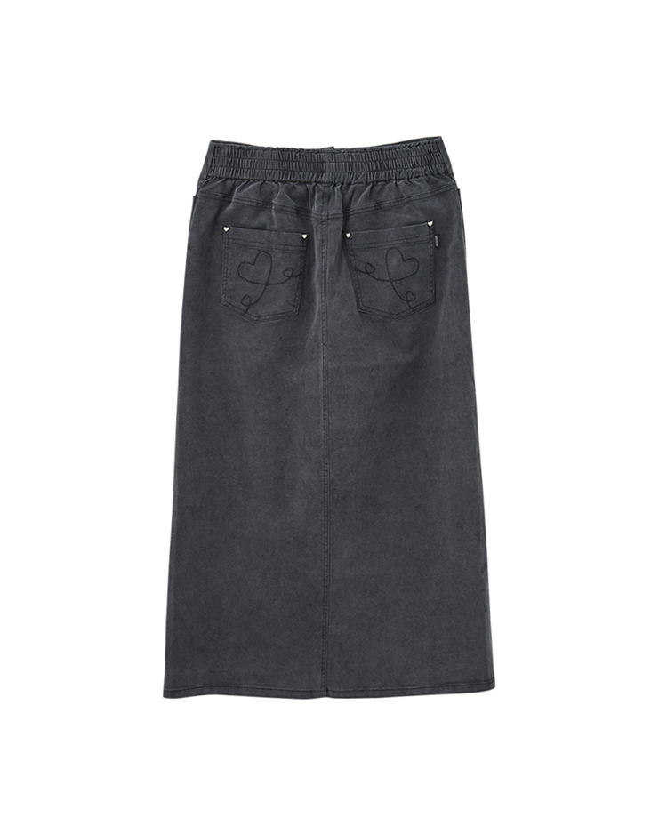 abito牛仔水洗棉拼接窄裙