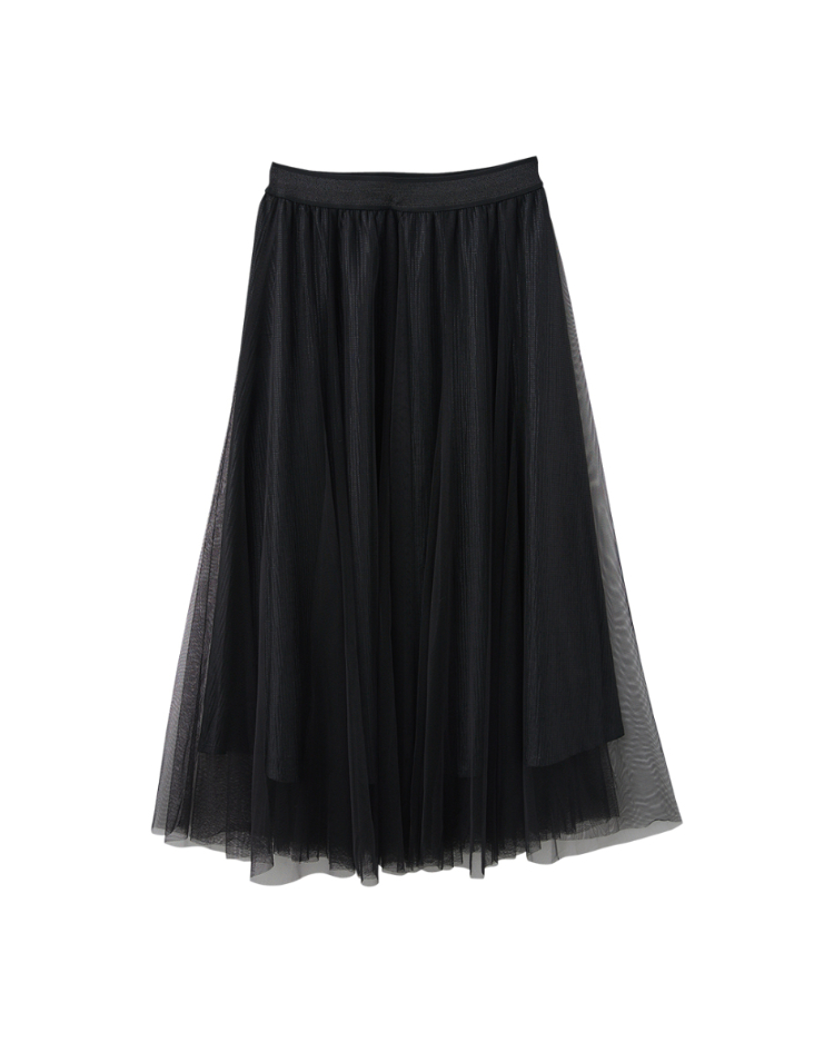 abito氣質鬆緊腰頭雙層紗裙