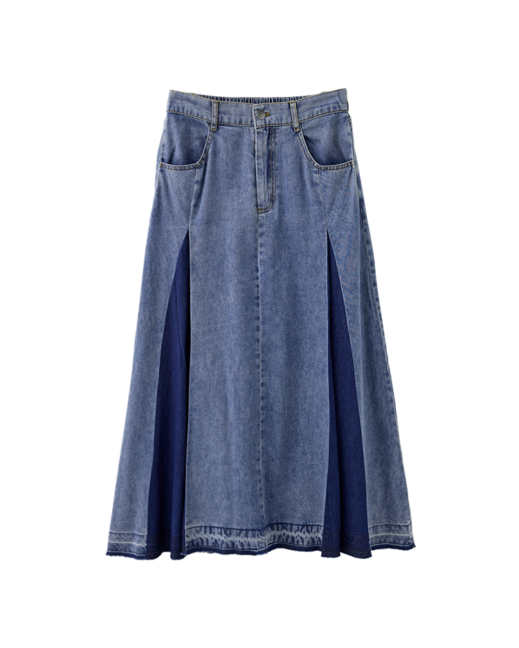 abito棉質拼接牛仔長裙