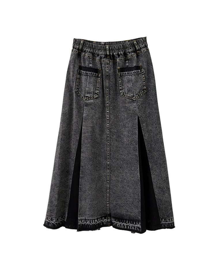 abito棉質拼接牛仔長裙