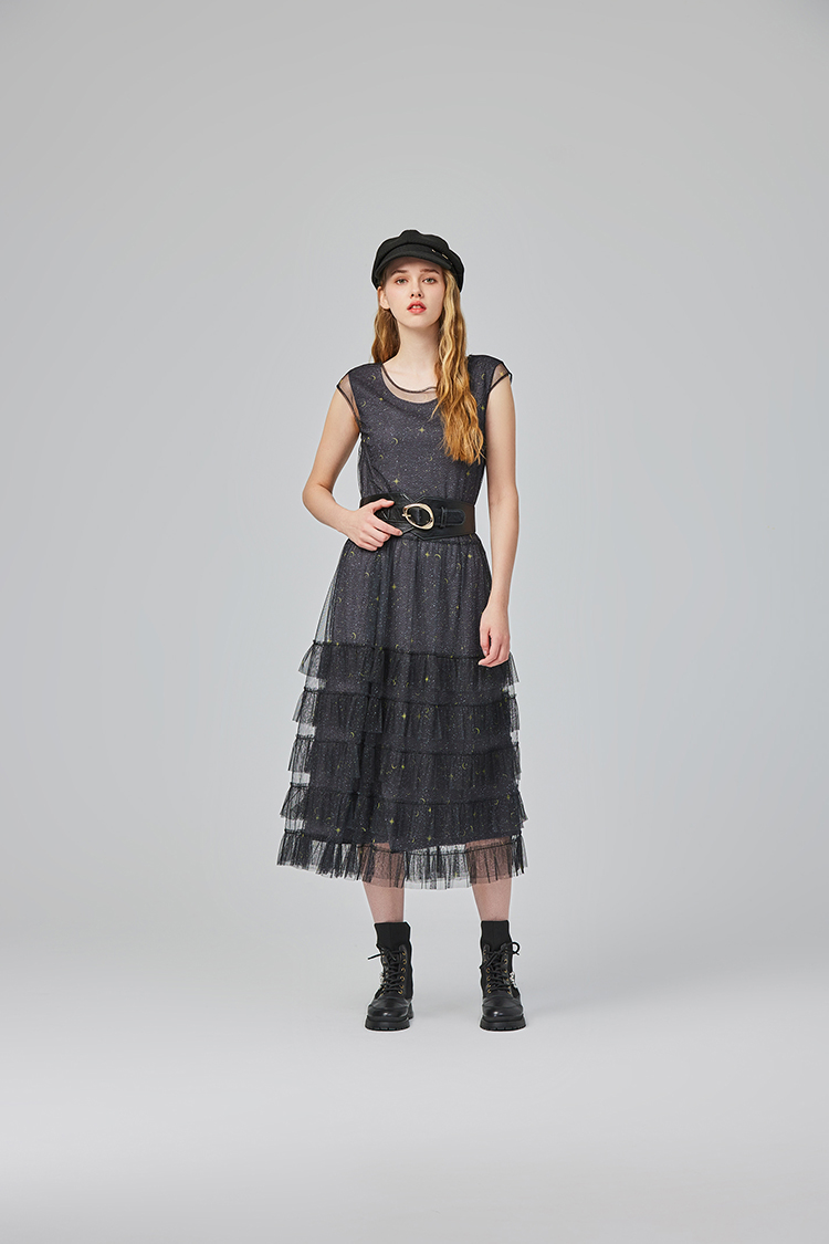 abito氣質透膚網紗連身裙