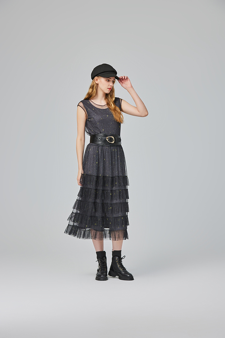 abito氣質透膚網紗連身裙