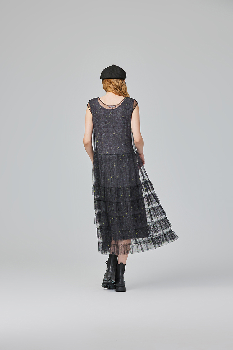 abito氣質透膚網紗連身裙