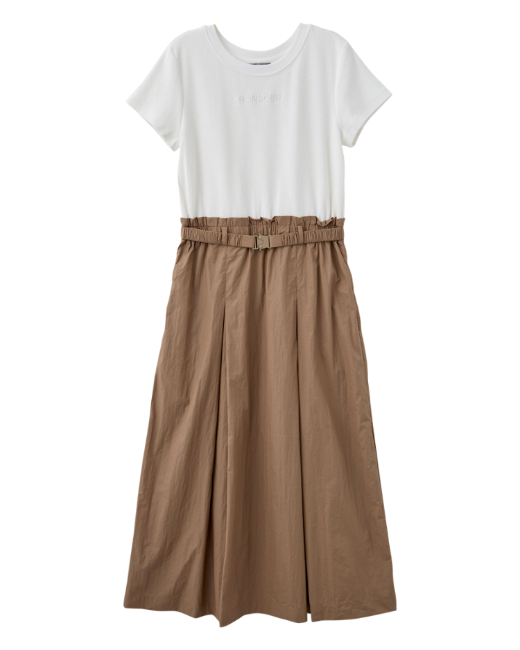 abito異材質拼接連身洋裝