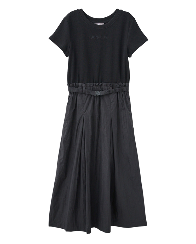 abito異材質拼接連身洋裝