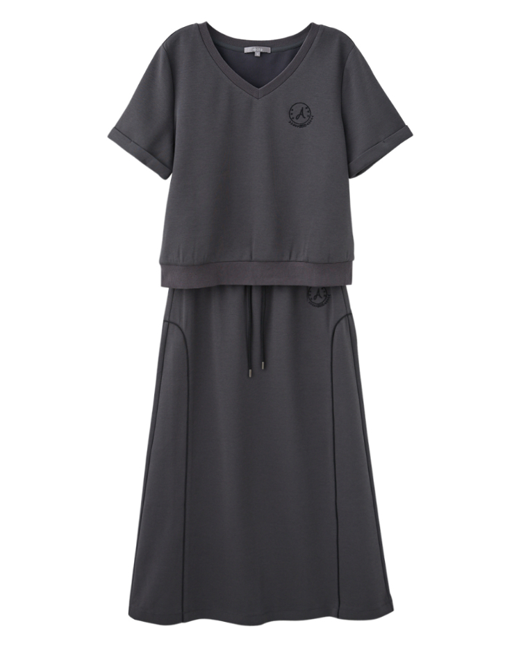 abito休閒棉質V領刺繡套裝