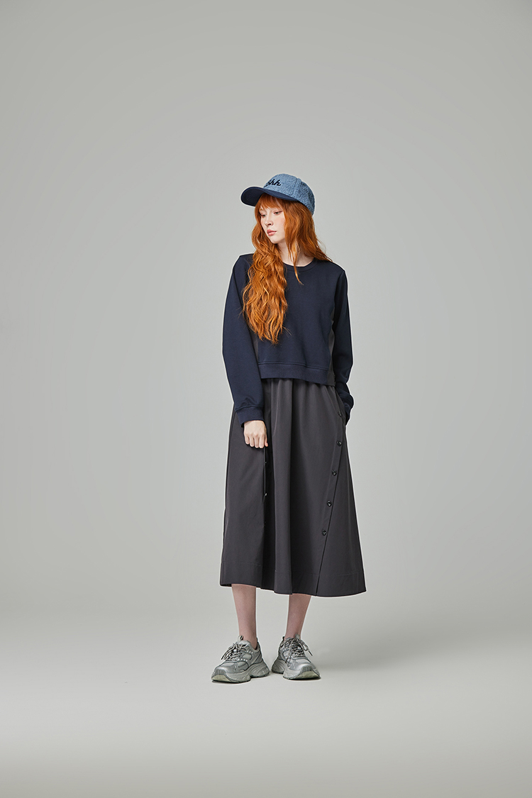 abito兩件式格紋拼接洋裝