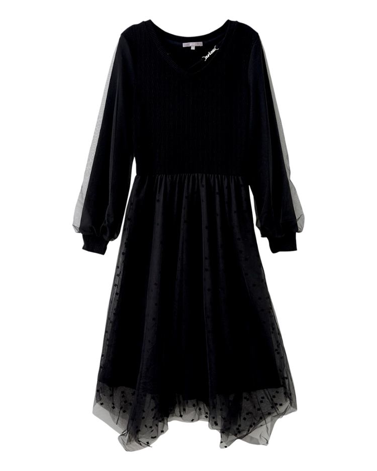 abito氣質V領網紗洋裝