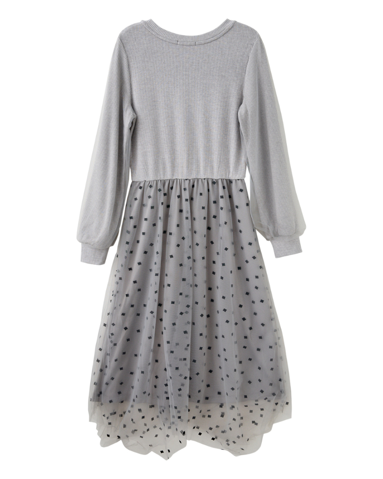 abito氣質V領網紗洋裝