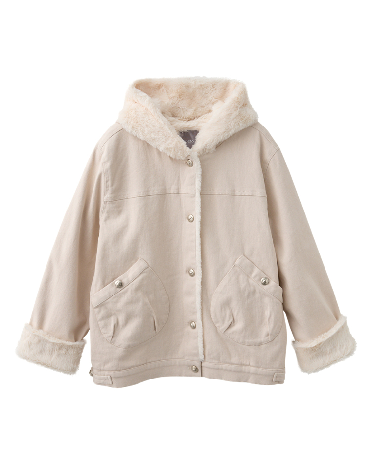 abito牛仔絨毛連帽外套