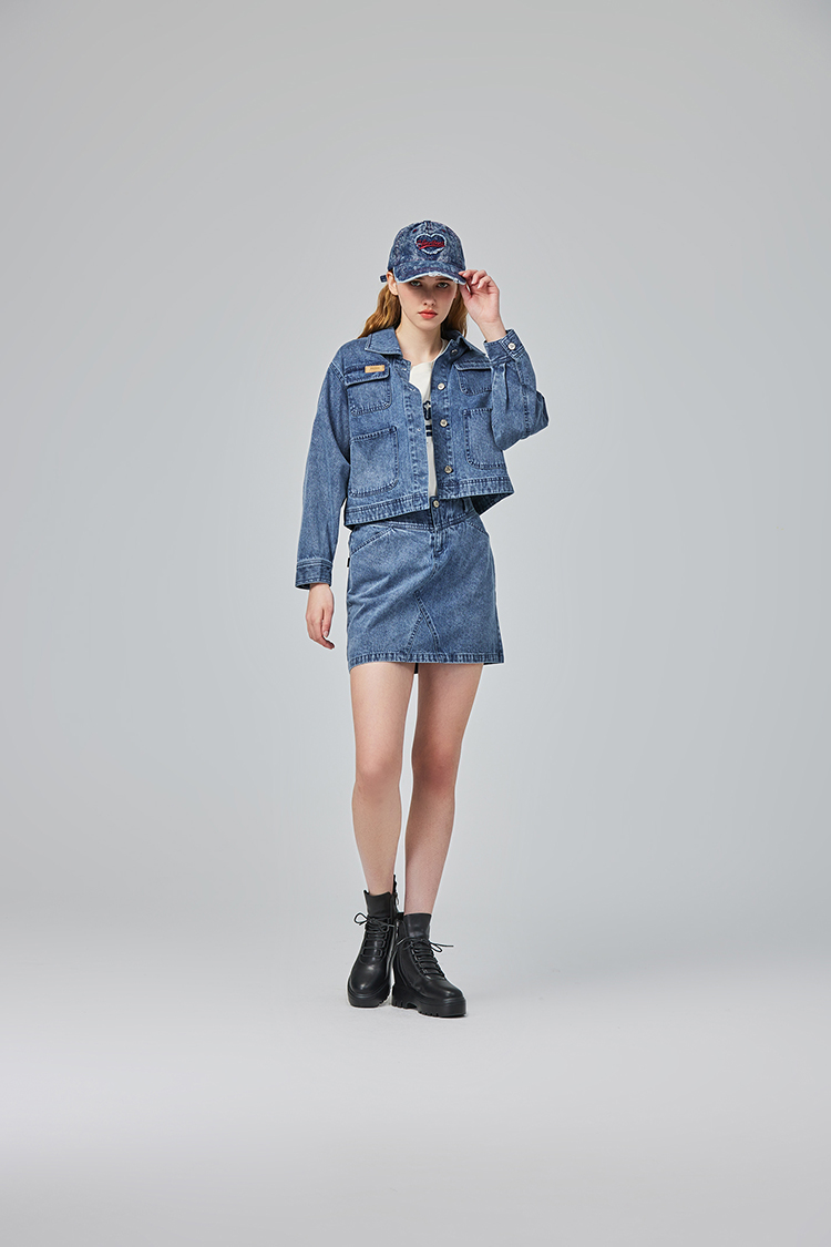 abito仿舊水洗棉質口袋外套