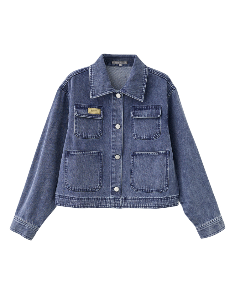 abito仿舊水洗棉質口袋外套