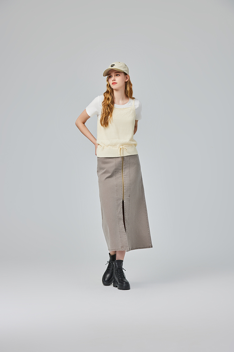 abito兩件式菱形花紋針織背心