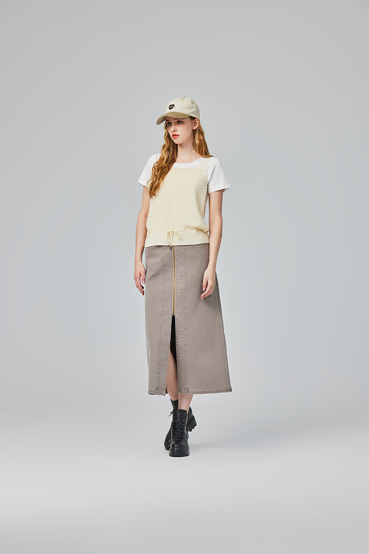 abito兩件式菱形花紋針織背心