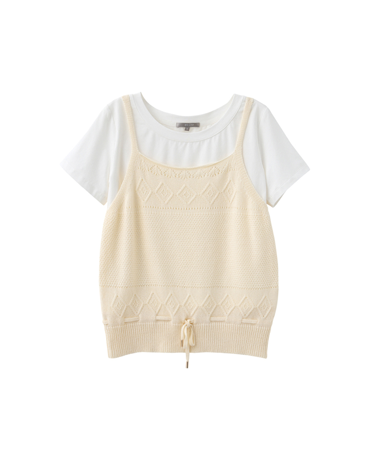 abito兩件式菱形花紋針織背心