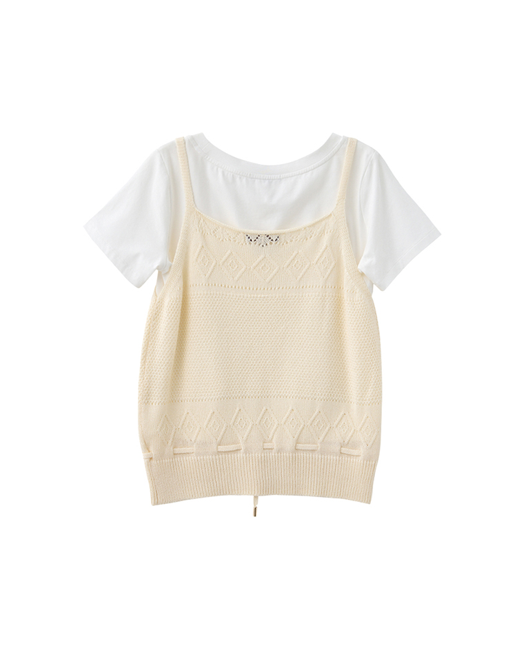 abito兩件式菱形花紋針織背心