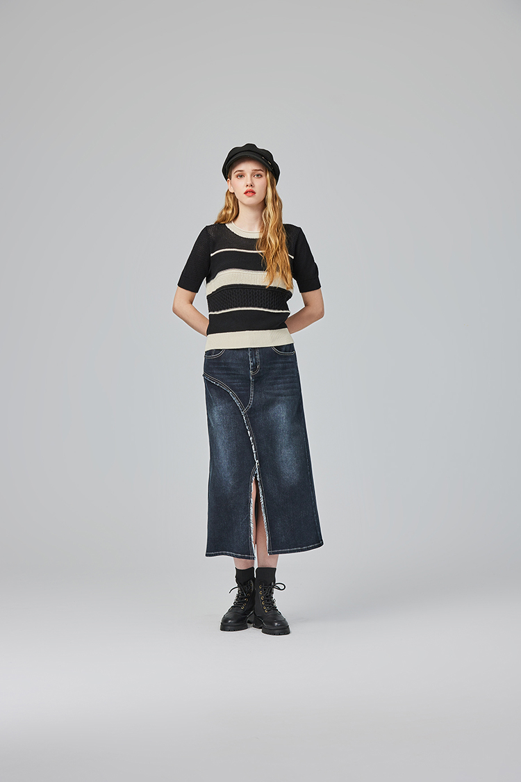 abito質感拼接針織上衣