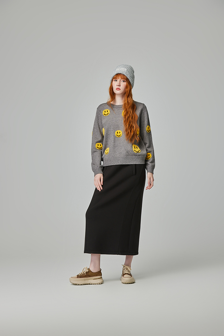 abito可愛笑臉針織上衣