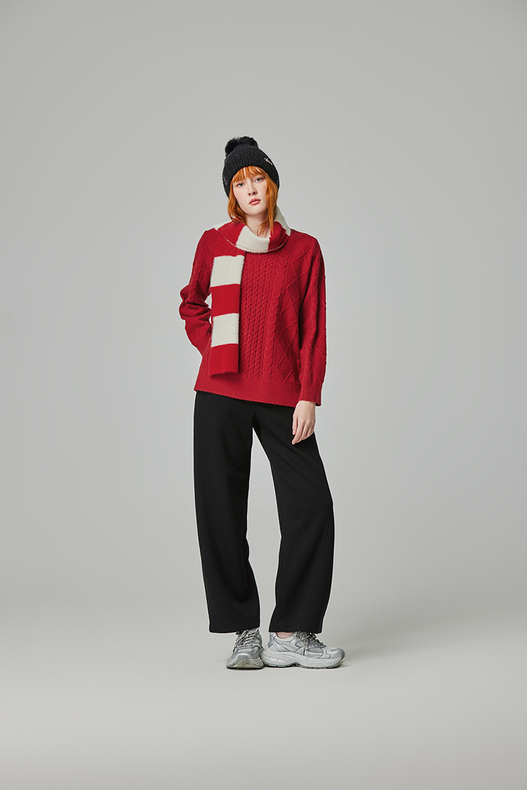 abito氣質條紋圍巾針織上衣