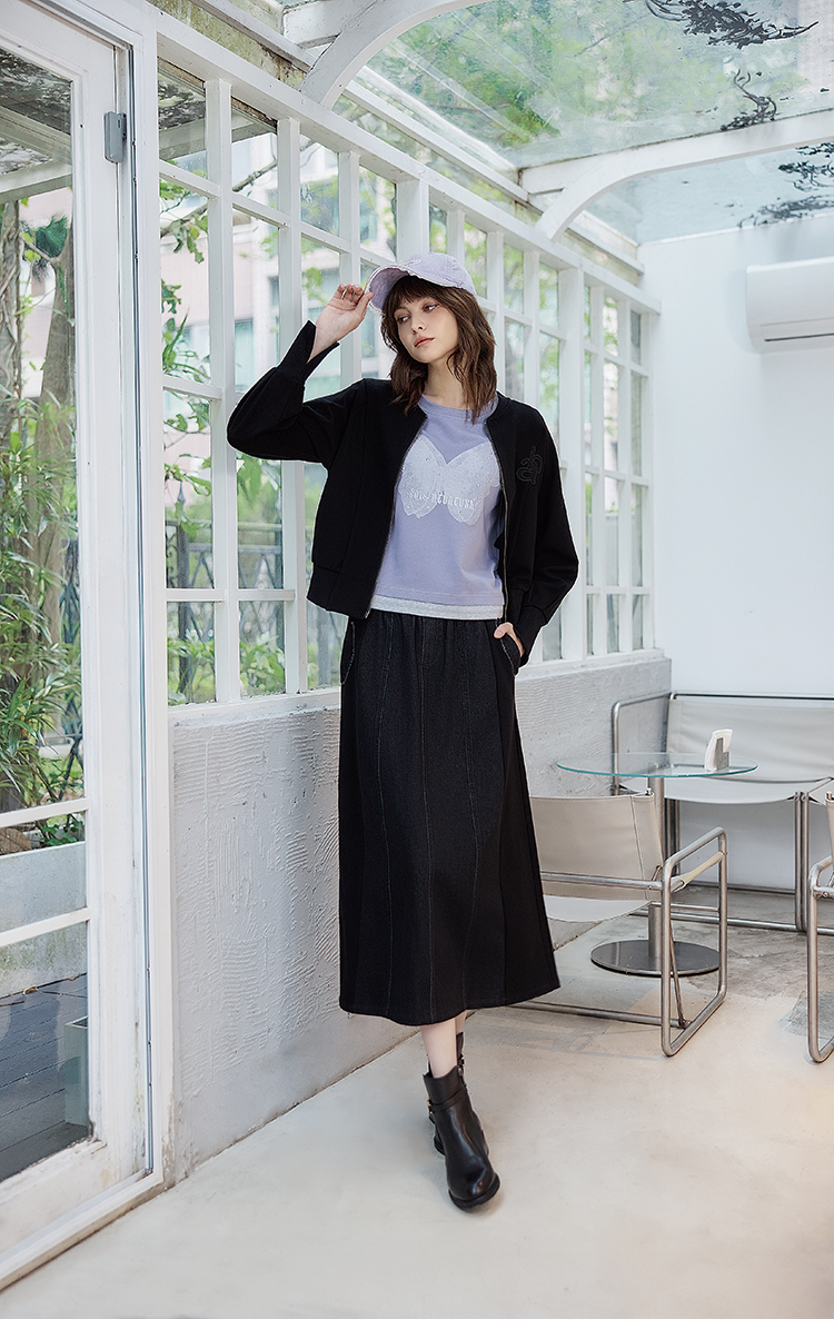 abito蝴蝶貼鑽假兩件上衣