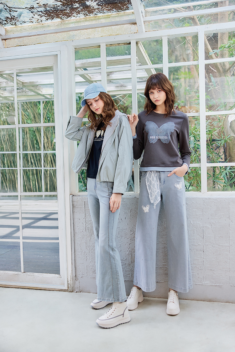 abito蝴蝶貼鑽假兩件上衣