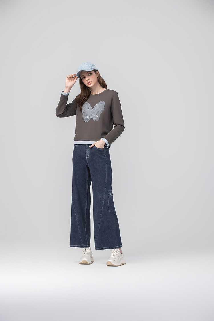 abito蝴蝶貼鑽假兩件上衣