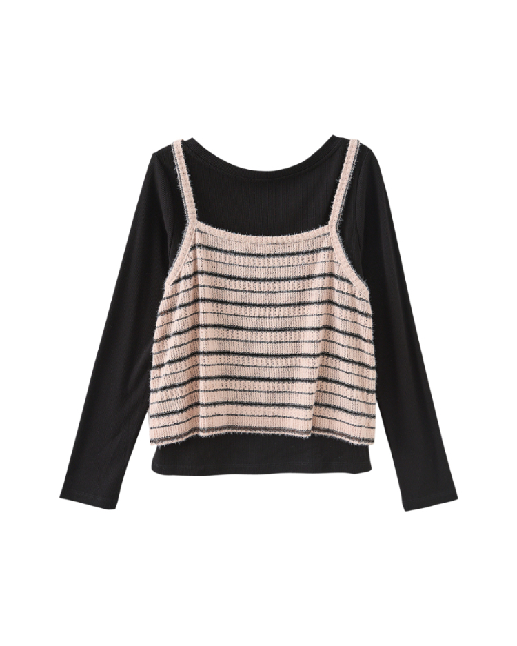 abito甜美兩件式條紋背心