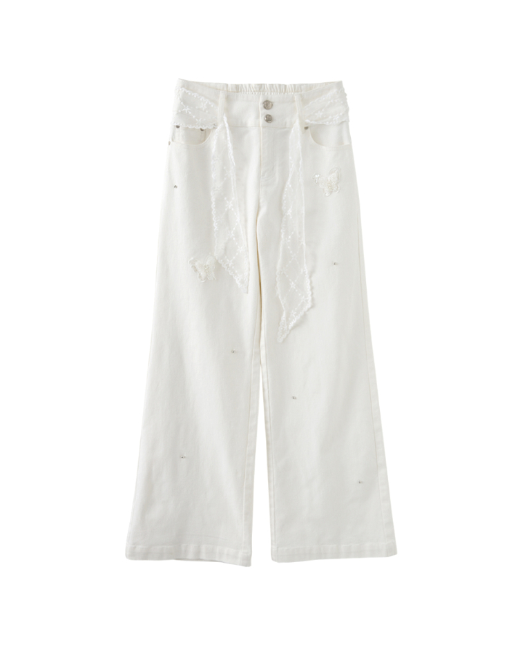 abito蝴蝶亮片造型寬褲