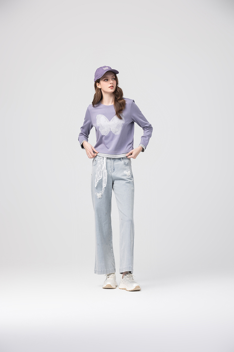 abito蝴蝶亮片造型寬褲