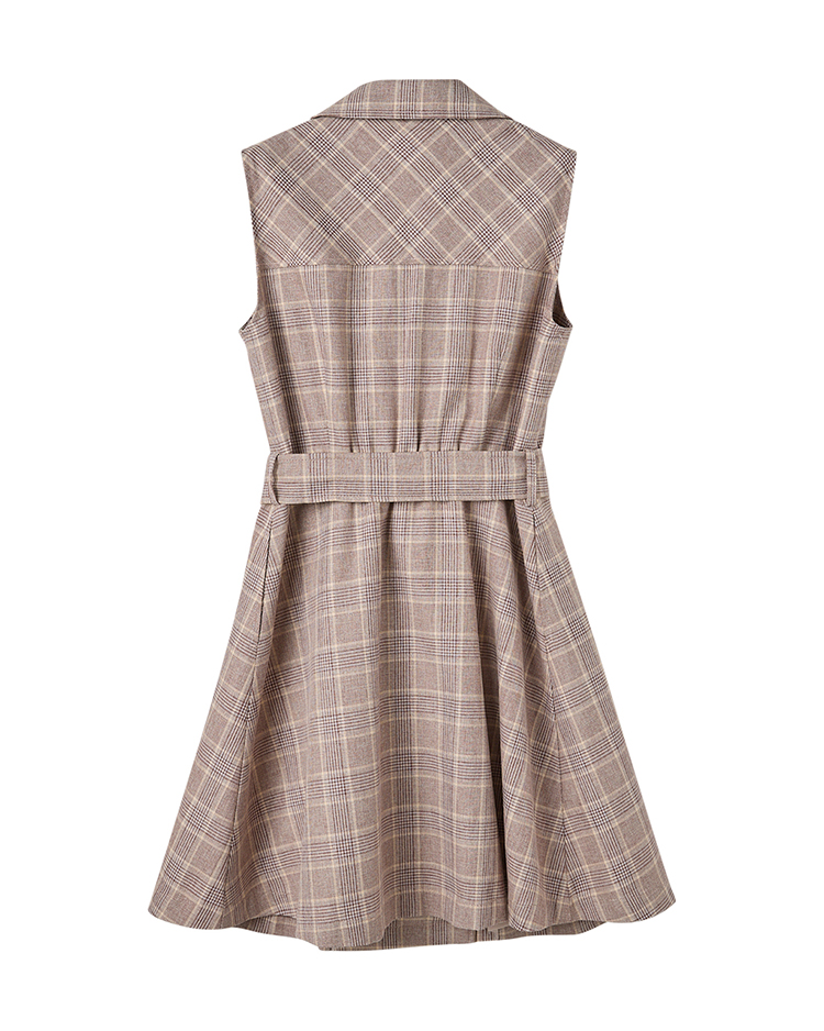 DITA輕奢感格紋背心洋裝