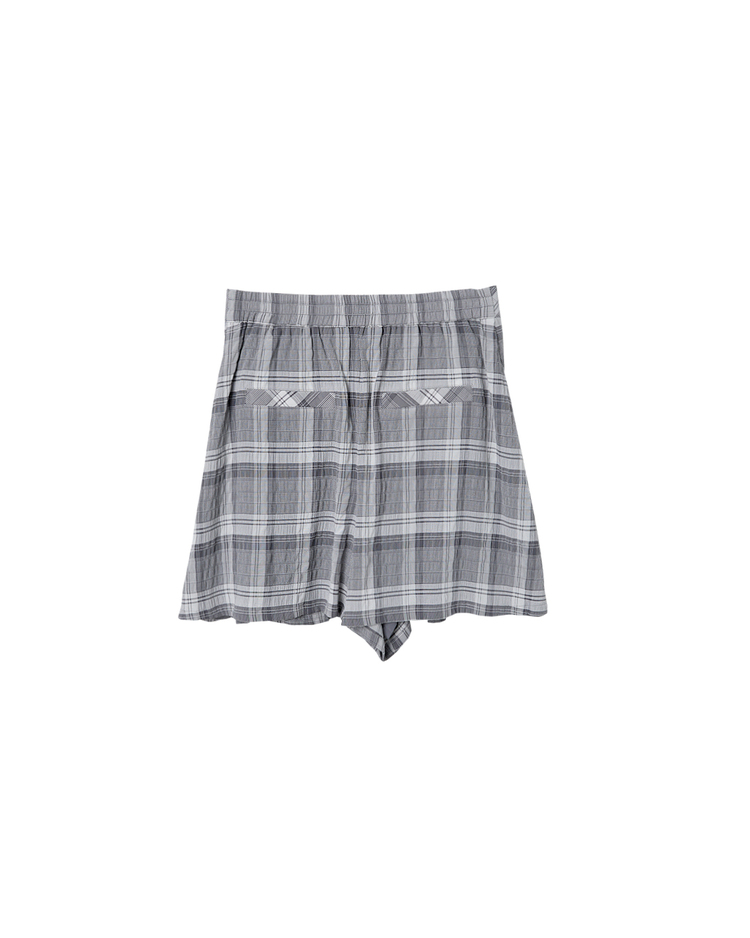 DITA自然皺感格紋短褲