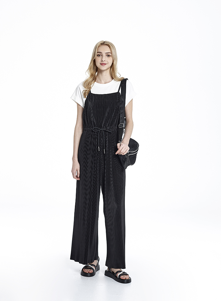 DITA日系風格壓摺連身褲-附內搭