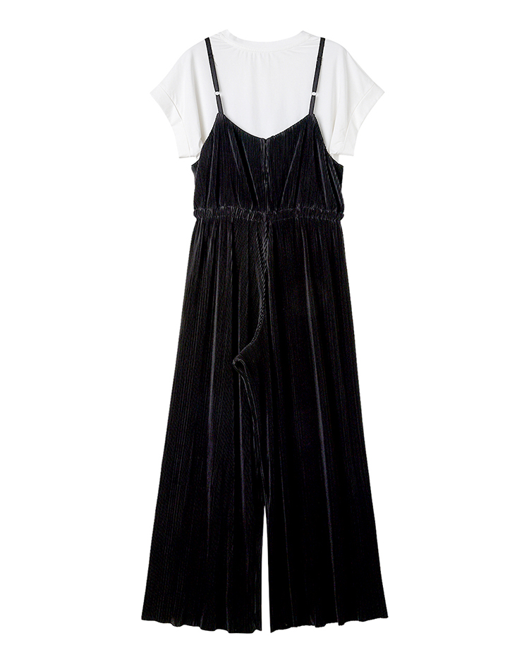 DITA日系風格壓摺連身褲-附內搭