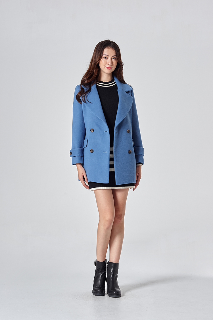 DITA中長版雙排扣毛料外套