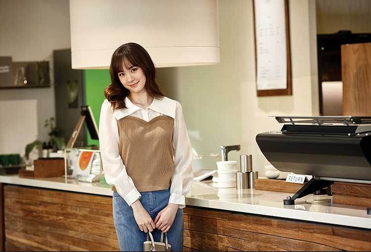 DITA大寬領拼接馬甲襯衫