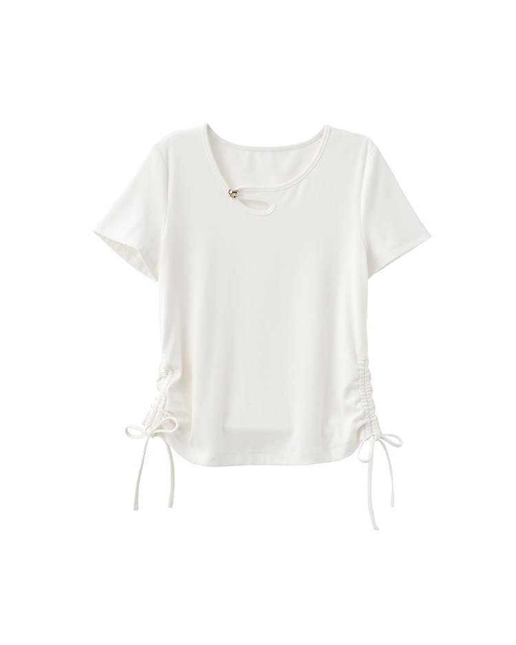 DITA造型領修身抽繩T-shirt