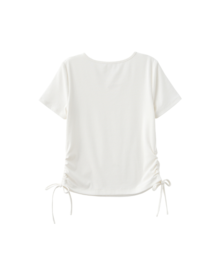 DITA造型領修身抽繩T-shirt