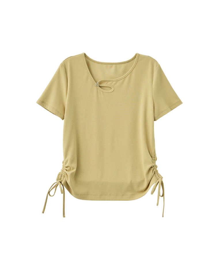 DITA造型領修身抽繩T-shirt