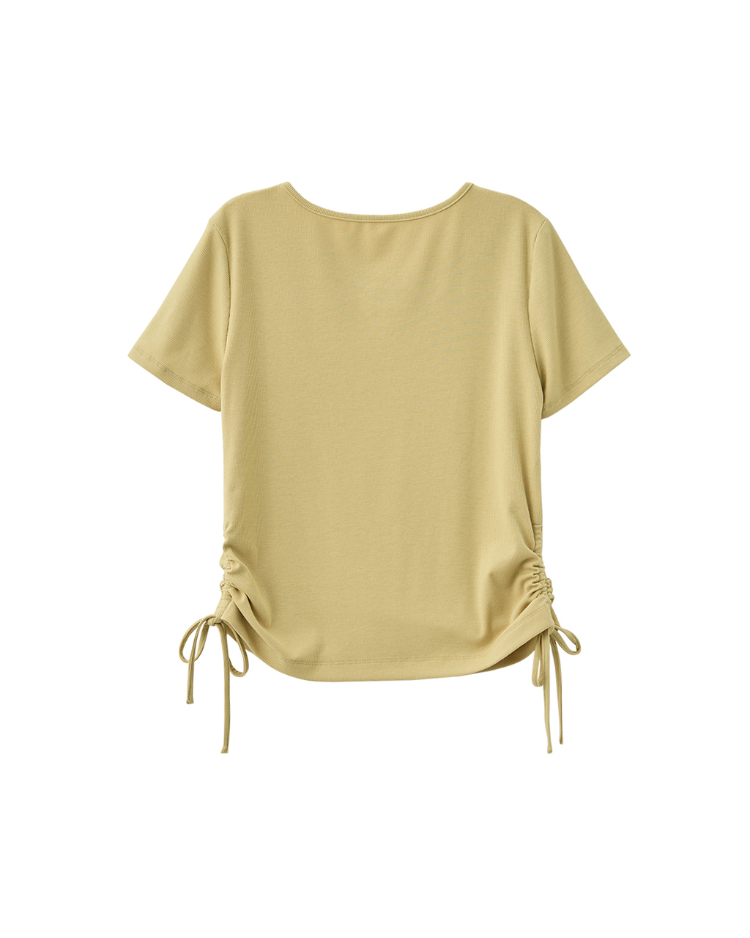 DITA造型領修身抽繩T-shirt