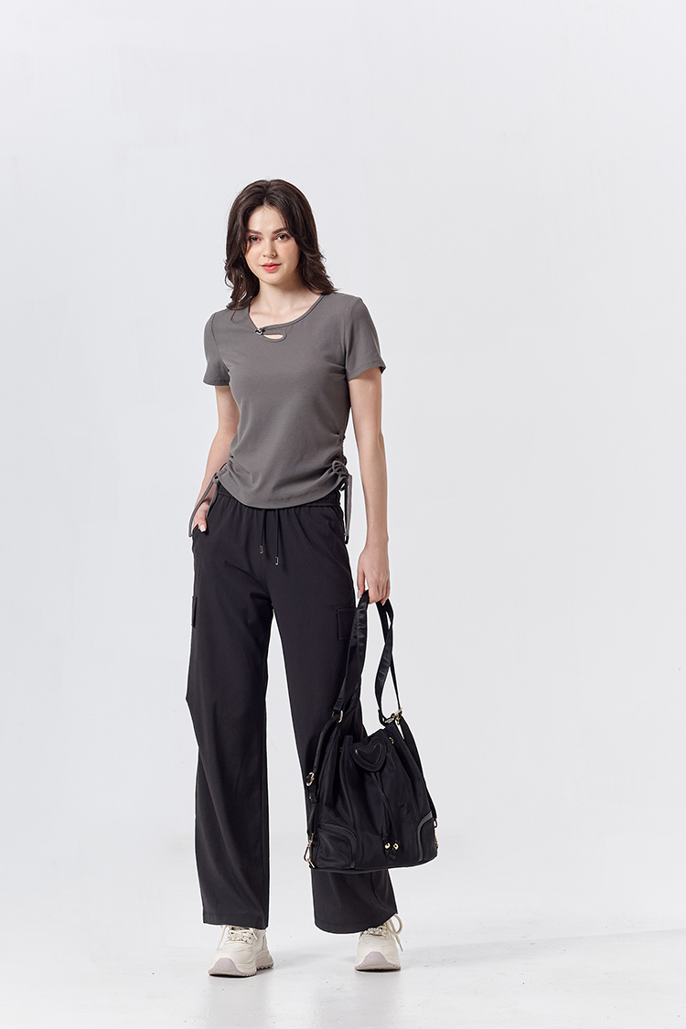 DITA造型領修身抽繩T-shirt