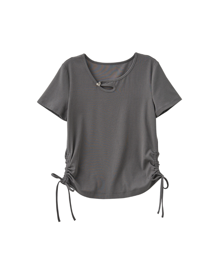 DITA造型領修身抽繩T-shirt