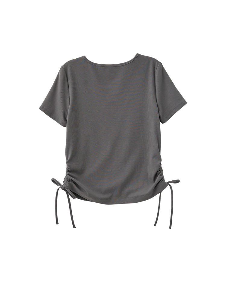 DITA造型領修身抽繩T-shirt