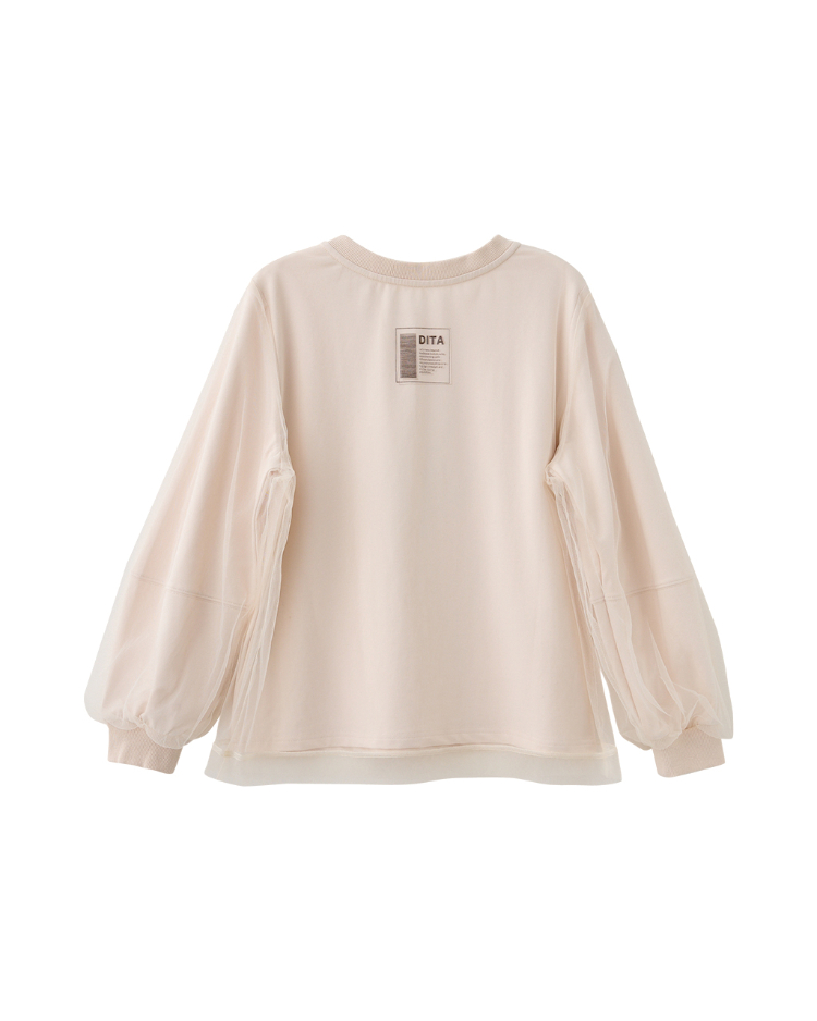 DITA層次感拼接薄紗印花T-shirt