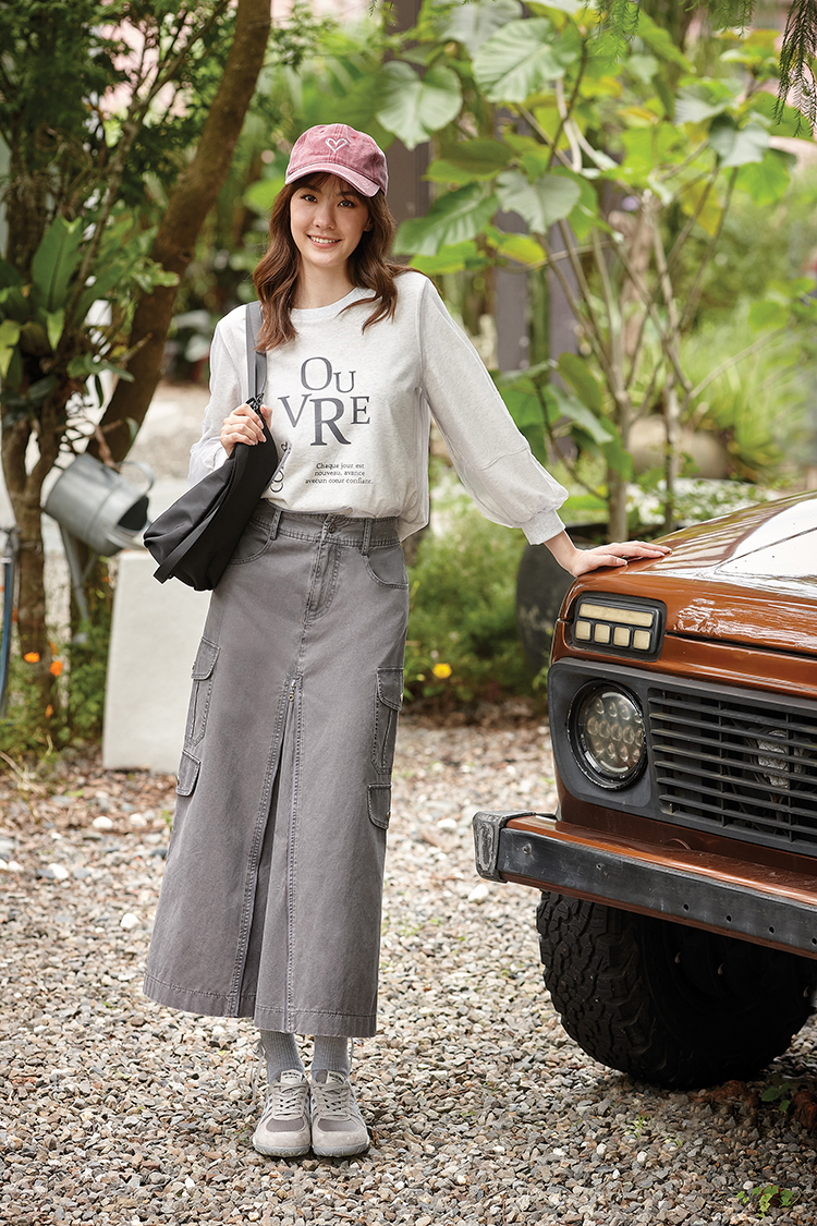 DITA層次感拼接薄紗印花T-shirt